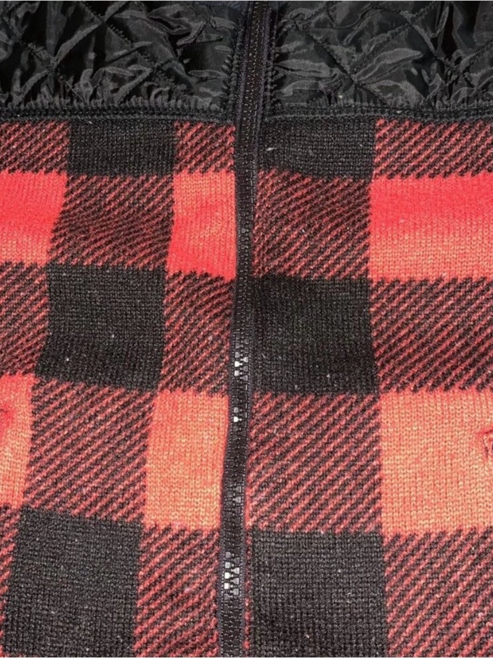 GAP Kids Red and Black Buffalo Plaid Puffer-Trim Jacket - Picture 2 of 3